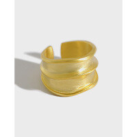 wholesale S925 Sterling Silver Korean Style Personalized Wide Band Brushed Ins Minimalist Ring for Women-Platinum [No. 14/Adjustable] Opening adjustable