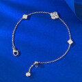 wholesale S925 Silver New Four-Leaf Clover Bracelet, Elegant and Versatile Full Diamond Version Can Be Worn as Ankle Chain-0-1