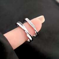 wholesale S925 Sterling Silver Couple Rings, Möbius Band Rings, Minimalist Design, Small and Unique, Matching Pair with Diamond Inlay Gift-Mobius Couple Ring/approx. 3.11g&gt;PR003696