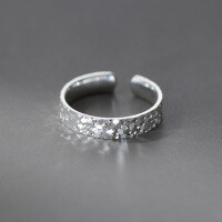 wholesale S925 Sterling Silver Fresh and Sweet Ins Style Niche Design Ice Ring R02264-S925 silver ring Adjustable opening