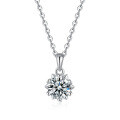 Sterling Silver Pendant with 1-Carat Moissanite Women's Snowflake Necklace-0-3
