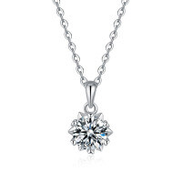 Sterling Silver Pendant with 1-Carat Moissanite Women's Snowflake Necklace-2-carat necklace (zircon) - 925 silver