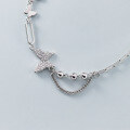 wholesale S925 Sterling Silver Forest-style Hollow-out Full Diamond Butterfly Bracelet for Trendy and Sweet Girls' Accessories Women's S6954-0-2