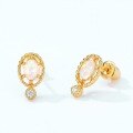wholesale [10K Gold Plated S925 Sterling Silver Autumn and Winter New Japanese Light Luxury Style Synthetic Opal Stud Earrings for Women, One-Click Dropshipping]-0-2