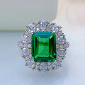 wholesale S925 Sterling Silver Transnational Elegant Luxury Simulated Emerald Cut 9*11 High Carbon Diamond Ring-0-5