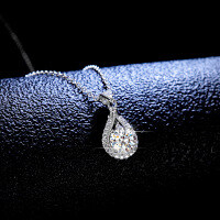 Sterling Silver Pendant with 1-Carat Moissanite, Pear-Shaped Women's Necklace.-1-carat necklace (eight hearts and eight arrows zircon)  925 silver