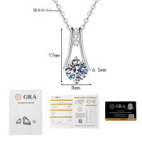 S925 Sterling Silver Moissanite Pendant Necklace, Women's Minimalist Luxury-1 carat moissanite  925 silver