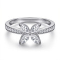 wholesale S925 Sterling Silver European and American Cross-Border Hit T&Co Zircon Silver Ring for Women, Small Niche Advanced Floral Design Band Wholesale-0-0