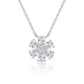 wholesale 18K Gold, Platinum, Lab-Grown Diamond Floral Pendant Necklace, AU750, Dainty and Fresh Women's Style-0-0