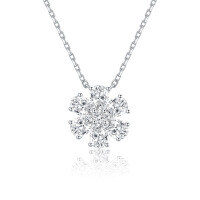 wholesale 18K Gold, Platinum, Lab-Grown Diamond Floral Pendant Necklace, AU750, Dainty and Fresh Women's Style-18k gold necklace with cultured diamonds