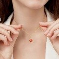 wholesale 925 Silver Gold Plated Japanese New Luxury Vintage Garnet Heart Necklace, Minimalist Design Pendant-0-3