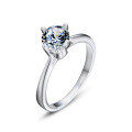 wholesale 925 Sterling Silver 1ct Zircon Ring for Women, Minimalist Luxury Small Niche High-end Emotion Couple Wedding Engagement Simulated Diamond Ring-0-7