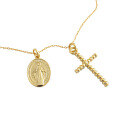 wholesale S925 Sterling Silver Korean Version INS Small and Versatile Gold-Plated Twist Cross Coin Pendant Necklace for Women-0-4