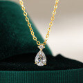 14K Gold Plated 925 Sterling Silver Full Moissanite Pendant Necklace-0-4