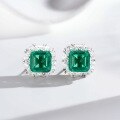 wholesale S925 Sterling Silver Earrings for Women, Fully Paved with Zircon and Emerald Inclusions, Banquet Set Earrings, Direct from Manufacturer-0-2