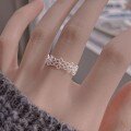 wholesale Sterling Silver Maker S999 Fashion Openwork Floral Ring Sweet Temperament Niche Design High-End Sense Band Ring-0-2