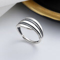 wholesale S925 Sterling Silver Retro Vintage Geometric Irregular Twist Ring, Fashionable and Trendy Index Finger Ring for Women-0-0