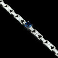 wholesale 925 Silver Gold-Plated Bracelet with High Carbon Diamonds Royal Blue Princess Cut Art Deco Retro Women's Bracelet-0-4