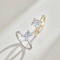 wholesale S925 Sterling Silver Cross-Border Hit 6*8mm Square-Cut Moissanite Ring for Women, Geometric Moissanite Design, Light Luxury-0-1