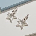 wholesale S925 Sterling Silver Five-Pointed Star Pendant Ear Hoops with Micro-Inlaid Zirconia Star Earrings, Exuding a Sense of Understated Luxury and Sophistication-0-1