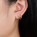 wholesale S925 Sterling Silver Ear Clips with Premium Feel, Cross-Border Hot-Sell Inlaid Color Zircon and Emerald Circle Earrings, Retro Style Design-0-3