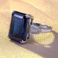 wholesale S925 Silver New 10*14 Rectangle Royal Blue Ring for Women, Fashionable and Minimalist European Style-0-1