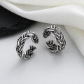 wholesale S925 Sterling Silver Retro Twist Rope Hand-Woven Adjustable Ring Fashion Minimalist Style Band-0-0