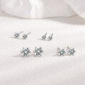 wholesale S925 Sterling Silver Moissanite Six-Prong Stud Earrings, Popular Korean Style Minimalist Moissanite Women's Jewelry, Amazon Best-Seller, Recommended for Independent Websites-0-2