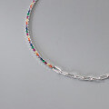 wholesale S925 silver Korean-style colorful pave diamond link bracelet simple elegant personality jewelry for women S5588-0-3