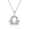 wholesale S925 sterling silver wholesale Libra zodiac constellation pendant necklace for women with full moissanite stones, premium silver jewelry-0-2
