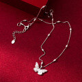 wholesale S925 Silver Nalan Fresh Sweet Ins Style Small and Exquisite Design Diamond-inlaid Butterfly Filigree Bead Necklace Y02135-0-3