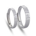 wholesale S925 Sterling Silver Diamond Pattern Couple Rings, Niche Design, Fashionable and Versatile High-End Matching Bands for Engraving, Valentine's Day Gift-0-4