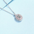wholesale S925 Sterling Silver 1-carat Moissanite Necklace for Women with Micro-set Pink Zircon, Sweet and Girly, Ready to Ship-0-2