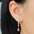 wholesale S925 silver gold-plated natural peridot long crystal stone earrings with a fresh and advanced feel, pure silver earrings for women-0-1