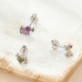 wholesale S925 Sterling Silver Earrings Set with Colored Zircon, 3 Pairs in 1, Cross-Border Hot Pick Fashion Accessory-0-3