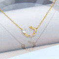 wholesale 925 Silver Korean-style Light Luxury Jewelry Pendant Leaf-Shaped Teardrop Zircon Necklace Collarbone Chain Women's Versatile Personality New Design-0-2