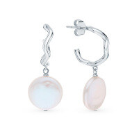 wholesale S925 Sterling Silver Baroque Pearl Earrings, C-Shaped Light Luxury Elegant and High-End Earrings-White 925 silver