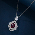 wholesale S925 Silver New Oval 8*10 Pendant with 35 Carat Red Corundum Light Luxury Ins Necklace by Shipei Jewelry-0-1