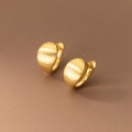 wholesale S925 Sterling Silver Minimalist Small-Batch Brushed Curved Oval Bean Stud Earrings Ins Style M03243-0-2