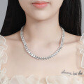 925 Silver One-Carat Moissanite Emerald Necklace with Full Pavé, Unisex Luxury Design-0-2