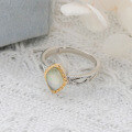 wholesale S925 Silver Plated 14K Gold French Vintage Style Shell + White Crystal Ring for Summer-0-2
