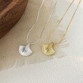 wholesale S925 Sterling Silver Minimalist 3D Fan Pendant Necklace for Women, Small Niche Design with High-End Feel, Nature-Inspired Collarbone Chain, New Trend-0-1