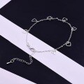 wholesale S925 Silver Fashion Jewelry Heart-shaped Bracelet European and American Single-layer Peach Blossom Mini Heart-shaped Anklet Factory Supply Wholesale-0-2
