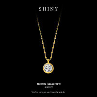 S925 Sterling Silver Fashionable Minimalist Moissanite Pendant Necklace-S925 sterling silver, 22K gold, and 2-carat moissanite.