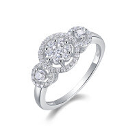925 Silver Exaggerated Stackable Women's Rings, Custom Processing-R13572 Moissanite 2.5mm + 49 beads  US size 5/Hong Kong size 11