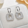 S925 Sterling Silver Moissanite Women's Geometric Square Stud Earrings-0-0