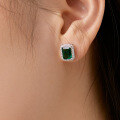 wholesale S925 Sterling Silver Cross-Border Earrings with Premium Emerald Zircon Inlay, Retro Elegant French-Style Wholesale-0-0