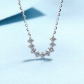 wholesale S925 Sterling Silver Women's Moissanite Necklace with U-Shaped Row Pendant, Simple and Elegant High-End Valentine's Day Gift-0-0
