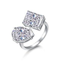 wholesale S925 Sterling Silver Cross-Border Hit INS Style Kardashian Same Teardrop 8A High Carbon Diamond Open Adjustable Ring In Stock-DY120191-SW-WH Adjustable opening