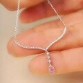 wholesale S925 Silver New Drop-shaped One-carat Pink Diamond Necklace Imported High-carbon Diamond Pendant Simple-0-0